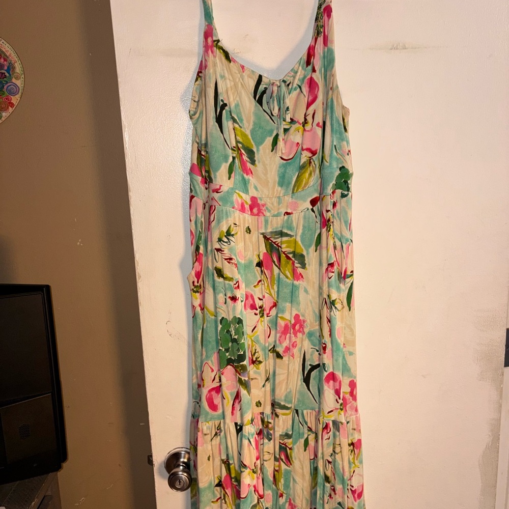 torrid Floral Maxi Dress in Aqua, Pink and Green